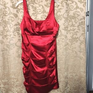 Elegant Red Sleeveless Pleated Dress Sz 16 Devil Halloween Costume